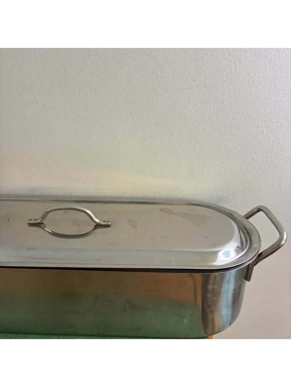 Vintage Stainless Steel Fish Poacher Steamer Pan w Lid & Removable Rack Oval